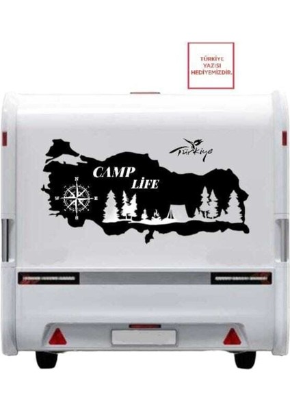 Türkiye Haritası Karavan Kamp Sticker Gezi Doğa