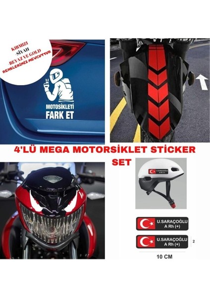 Motorsiklet 4'lü Sticker Set Venom-Şerit-Fark Et- Kan Grubu
