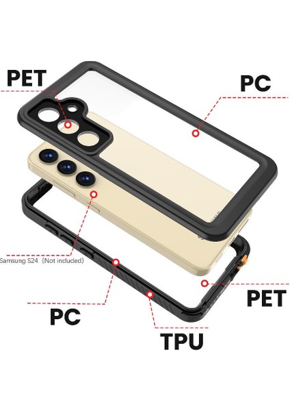 Samsung Galaxy S24 Artı IP68 Su Geçirmez Tam 12FT Askeri In Telefon Kılıfı (Yurt Dışından)