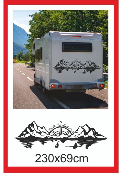 Pusula Deniz Dağ Orman Doğa Manzara Off Road Kamp Karavan Sticker 60X18