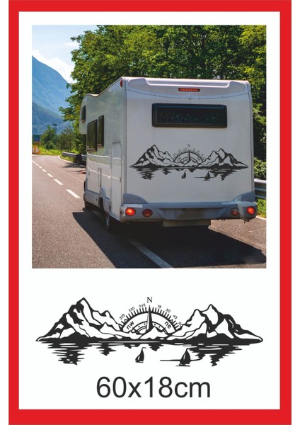 Pusula Deniz Dağ Orman Doğa Manzara Off Road Kamp Karavan Sticker
