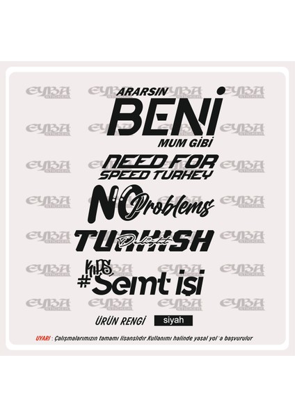 Araç Arka Cam Sticker 5 Li Set Ararsın Beni Mum Gibi Oto Sticker 40X25CM