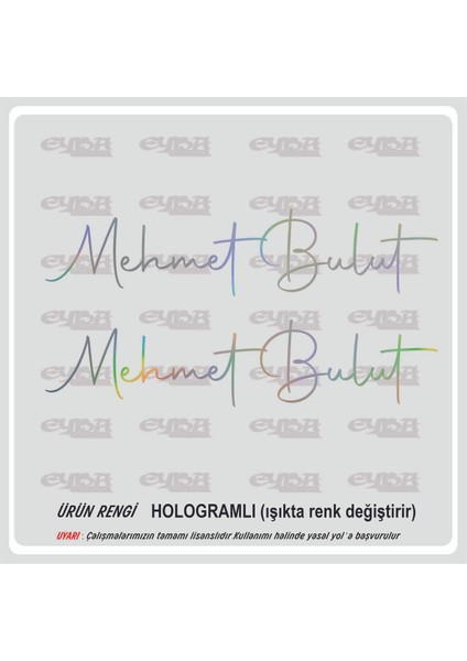 Size Özel Isim El Yazısı 2 Adet Ad Soyad Imza Etiket 25X7 Hologram