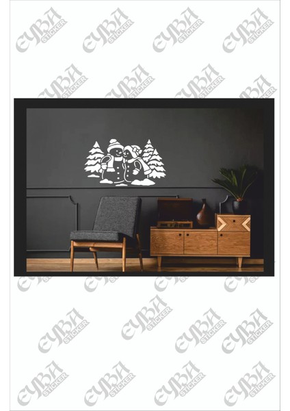 Kardan Adam Yılbaşı Süslemesi -Duvar Dekorasyon Sticker 35 ve 70 cm Seçenekli