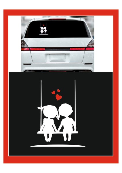 Salıncakta Sallanan Çocuklar Sticker - Oto Sticker - 18*15CM