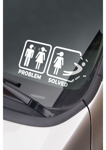Problem Çözüldü Problem Solved Oto Sticker Cam Sticker 24CM
