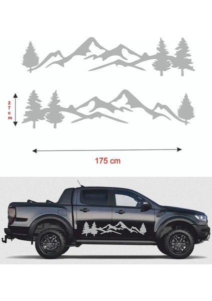 Eyba Sticker Off Road - Yan Kapı Sticker- Dağ Çam Doğa 175X27CM 2 Adet