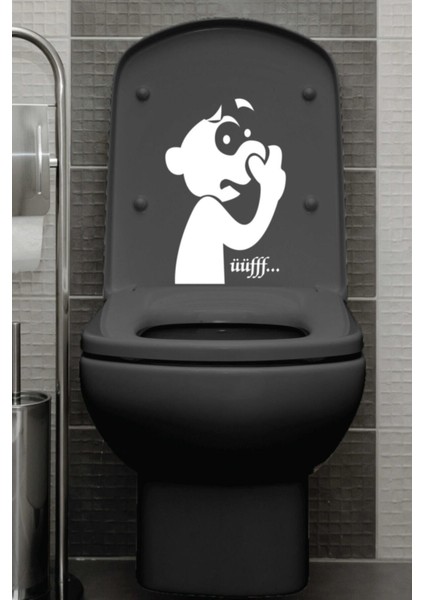 Komik Uff Koku Dekoratif Klozet Banyo Sticker
