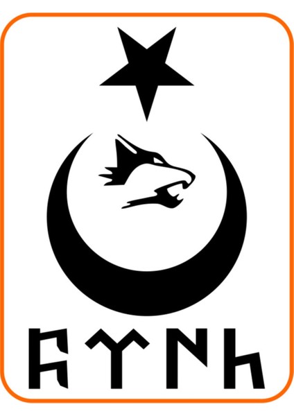 Türk Yazılı Ay Yıldız Kurt Hilal Oto Sticker 30X20 cm Siyah