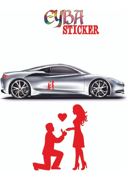 18X15 cm Kalpli Teklif Sevgili Oto Sticker -Araba Sticker - Duvar Sticker