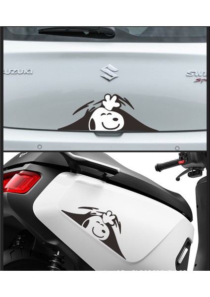 Snoopy Araba, Motorsiklet, Kask, Laptop, Cam, Duvar Sticker 20X7,3 cm