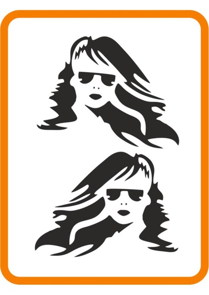 Kadın Madonna 2 Adet Sağ-Sol Takım Ticari Araç Oto Sticker 40X30 cm Siyah