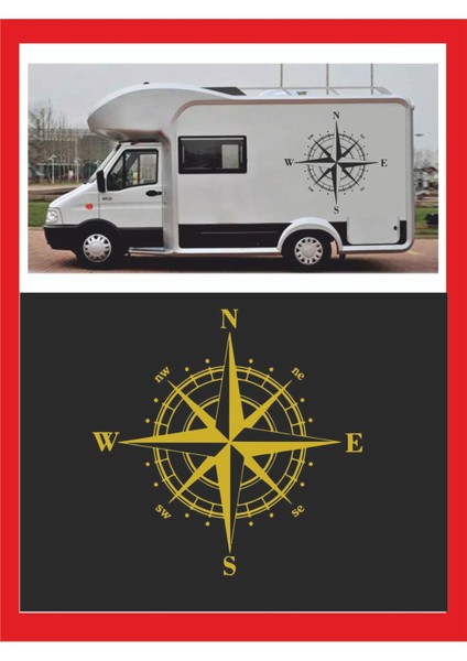 Pusula Sticker 45X45CM 1 Adet Oto Sticker - Kamp Karavan Sticker