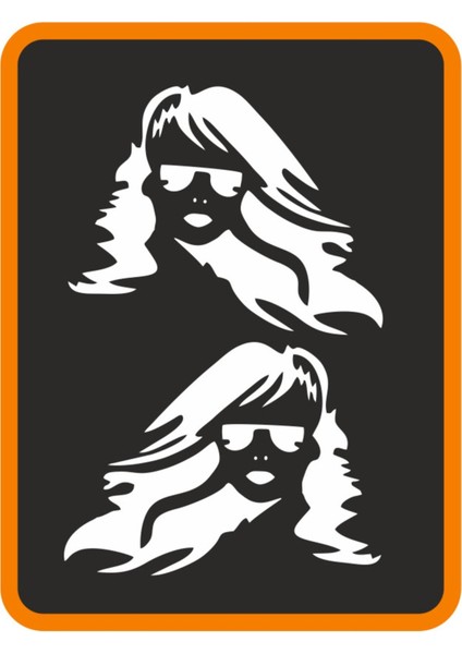 Kadın Madonna 2 Adet Sağ-Sol Takım Ticari Araç Oto Sticker 40X30 cm Beyaz