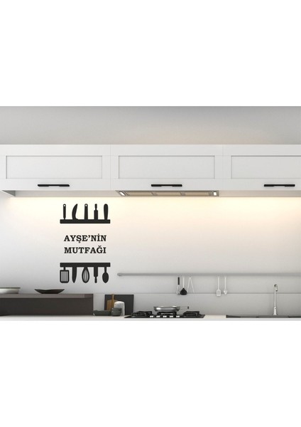Isme Özel Mutfak Yapıştırma Siyah Çok Amaçlı Duvar Sticker