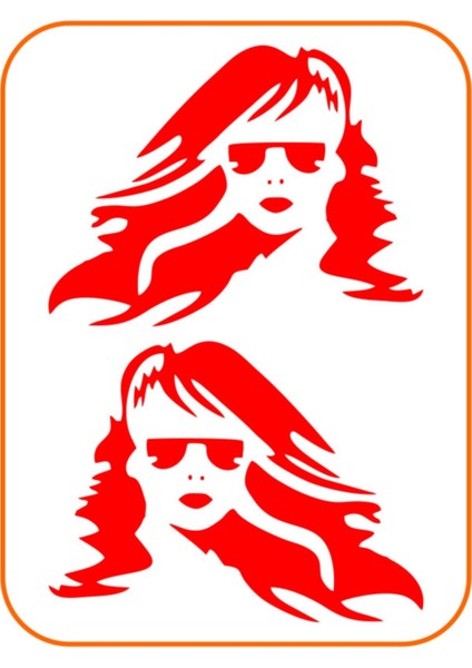 Kadın Madonna 2 Adet Sağ-Sol Takım Ticari Araç Oto Sticker 30X23 cm Kırmızı