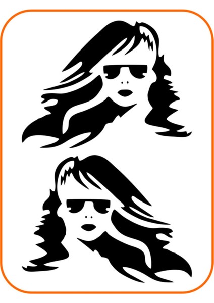 Kadın Madonna 2 Adet Sağ-Sol Takım Ticari Araç Oto Sticker 30X23 cm Siyah