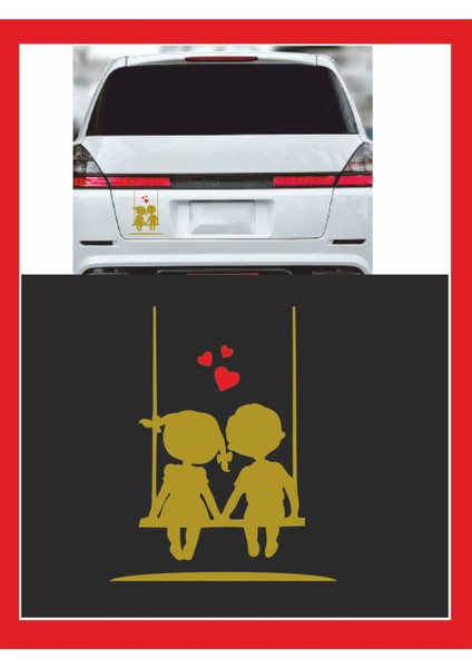 Salıncakta Sallanan Çocuklar Sticker - Oto Sticker - 18*15CM
