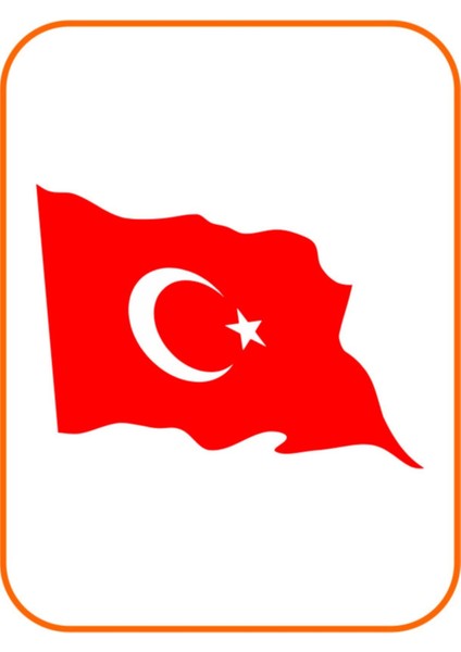 Dalgalanan Ay Yıldız Hilal Bayrak Oto Sticker 10X8 cm Kırmızı