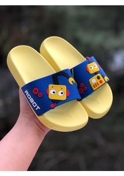 Robot Figürlü Çocuk Terliği, Kaydırmaz Taban Çocuk Terliği, Bahçe Deniz Havuz Terliği fiyatları