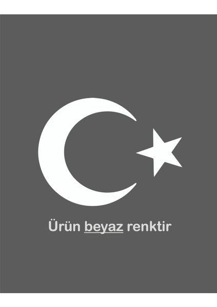 Eyba Sticker Türk Bayrağı Sticker Ay Yıldız Beyaz Renk Araba Oto Sticker 30 cm x 22 cm