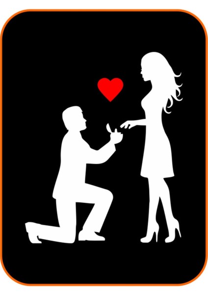 Kalpli Teklif Sevgili Oto Sticker 18X15 cm Beyaz