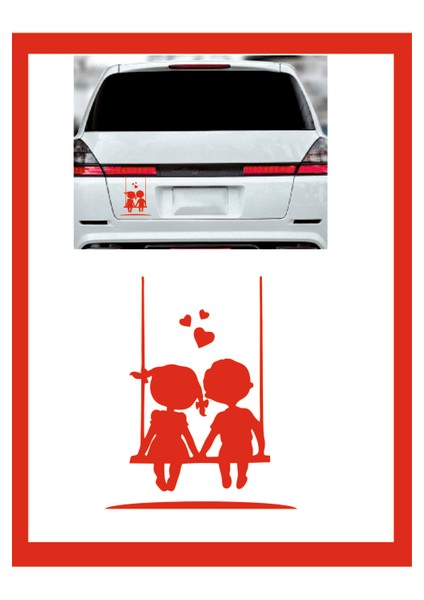 Salıncakta Sallanan Çocuklar Sticker - Oto Sticker - 18*15CM