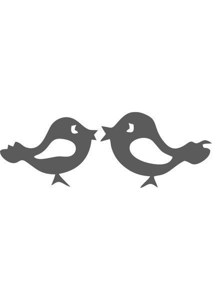 Ikili Kuş Kapı Sticker Oto Sticker Beyaz