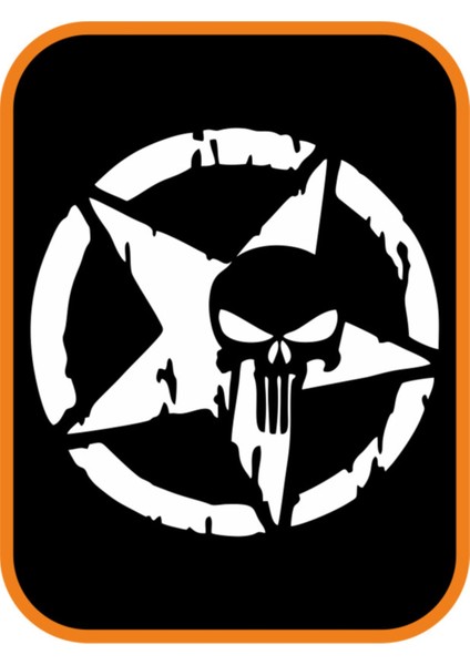 Army Yıldız Kuru Kafa Marvel 2 Adet Off Road Oto Sticker 20 cm Beyaz