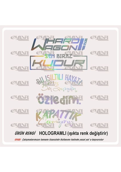 Araç Arka Cam Sticker Hard Wagon Hologram Oto Sticker 40X25CM Lütfen Dikkat Renkli Değildir