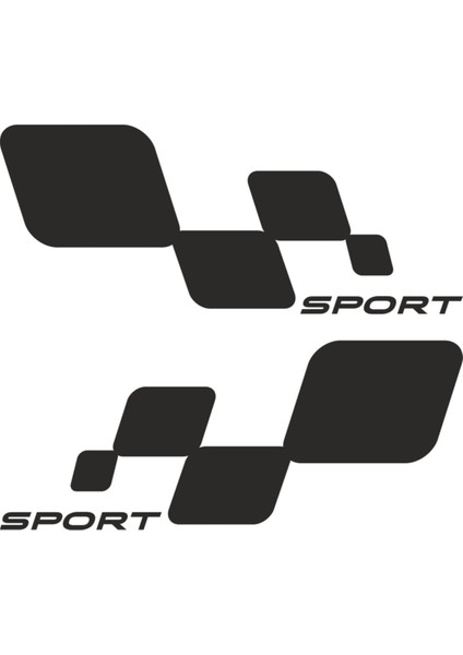 - 2 Adet Sağ ve Sol Sport Yazısı Sticker, Race Sticker Siyah 30X16 cm - S0031