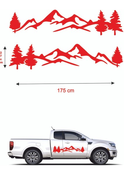 Off Road - Yan Kapı Sticker- Dağ Çam Doğa 175X27CM 2 Adet