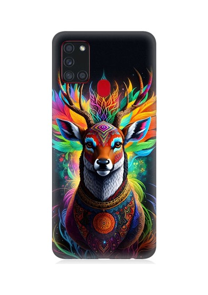 Samsung Galaxy A21S Uyumlu Mistik Ala Geyik Desenli Silikon Kılıf