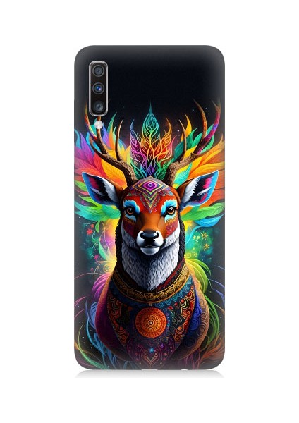 Samsung Galaxy A70 Uyumlu Mistik Ala Geyik Desenli Silikon Kılıf