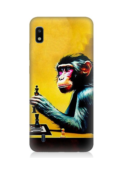 Samsung Galaxy A10 Uyumlu Satranç Oynayan Maymun Desenli Silikon Kılıf
