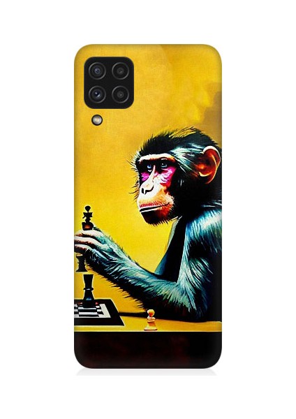 Samsung Galaxy A22 Uyumlu Satranç Oynayan Maymun Desenli Silikon Kılıf