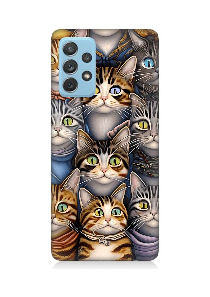 Samsung Galaxy A72 Uyumlu Sevimli Kediler Desenli Silikon Kılıf