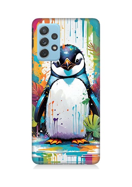Samsung Galaxy A52 Uyumlu Sevimli Penguen Desenli Silikon Kılıf