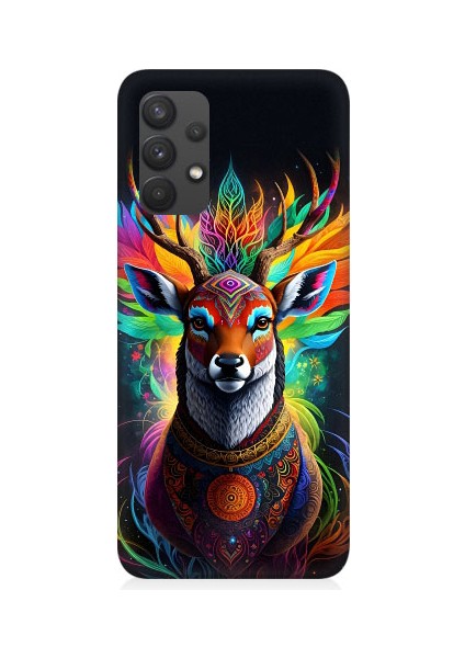 Samsung Galaxy A32 Uyumlu Mistik Ala Geyik Desenli Silikon Kılıf
