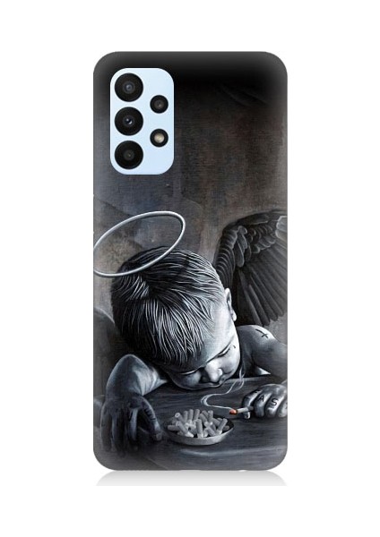 Samsung Galaxy A33 Uyumlu Hayattan Bıkmış Melek Desenli Silikon Kılıf
