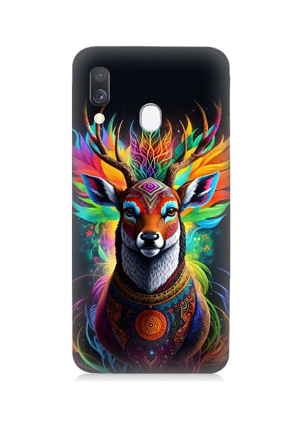 Samsung Galaxy A40 Uyumlu Mistik Ala Geyik Desenli Silikon Kılıf