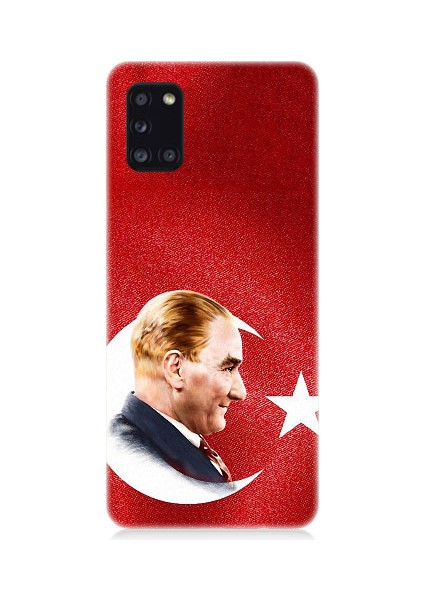 Samsung Galaxy A31 Uyumlu Bayrak ve Mustafa Kemal Atatürk Desenli Silikon Kılıf