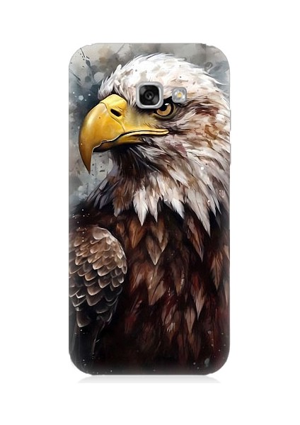 Samsung Galaxy A5 2017 Uyumlu Asil Beyaz Başlı Siyah Kartal Desenli Silikon Kılıf
