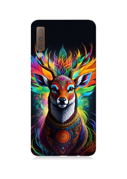 Samsung Galaxy A7 2018 Uyumlu Mistik Ala Geyik Desenli Silikon Kılıf