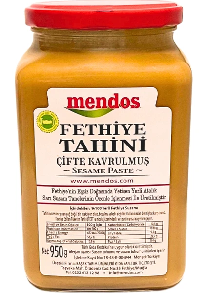 Çifte Kavrulmuş, Taze Fethiye Tahini (Yerli Susam) 950 gr Cam Kavanoz