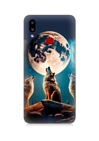 Samsung Galaxy A10S Uyumlu 3 Kurt ve Dolunay Desenli Silikon Kılıf