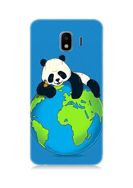 Samsung Galaxy J2 Pro Uyumlu Yorgun Panda ve Dünya Desenli Silikon Kılıf