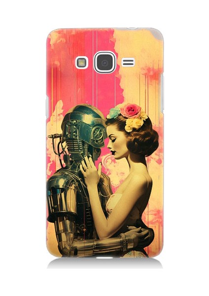 Samsung Galaxy Grand Prime Uyumlu Robot ve Aşk Desenli Silikon Kılıf