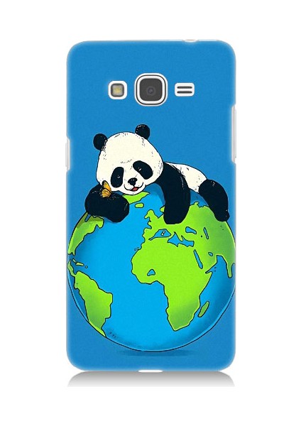 Samsung Galaxy Grand Prime Uyumlu Yorgun Panda ve Dünya Desenli Silikon Kılıf