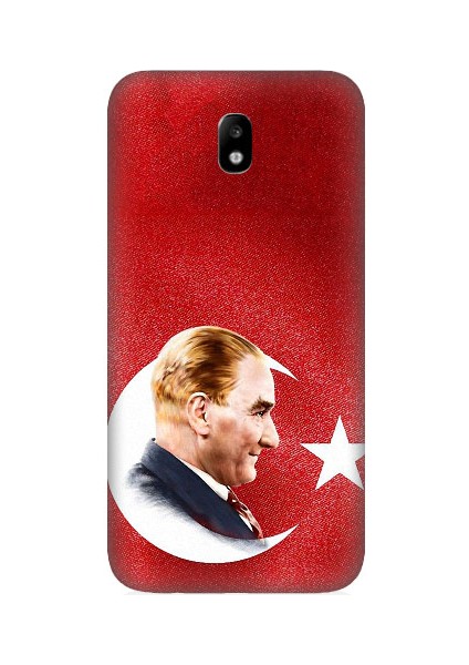 Samsung Galaxy J3 Pro Uyumlu Bayrak ve Mustafa Kemal Atatürk Desenli Silikon Kılıf